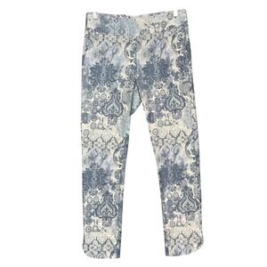 Soft‎ Surroundings Ankle Pants Womens Medium Blue Damask Paisley Pull On Stretch